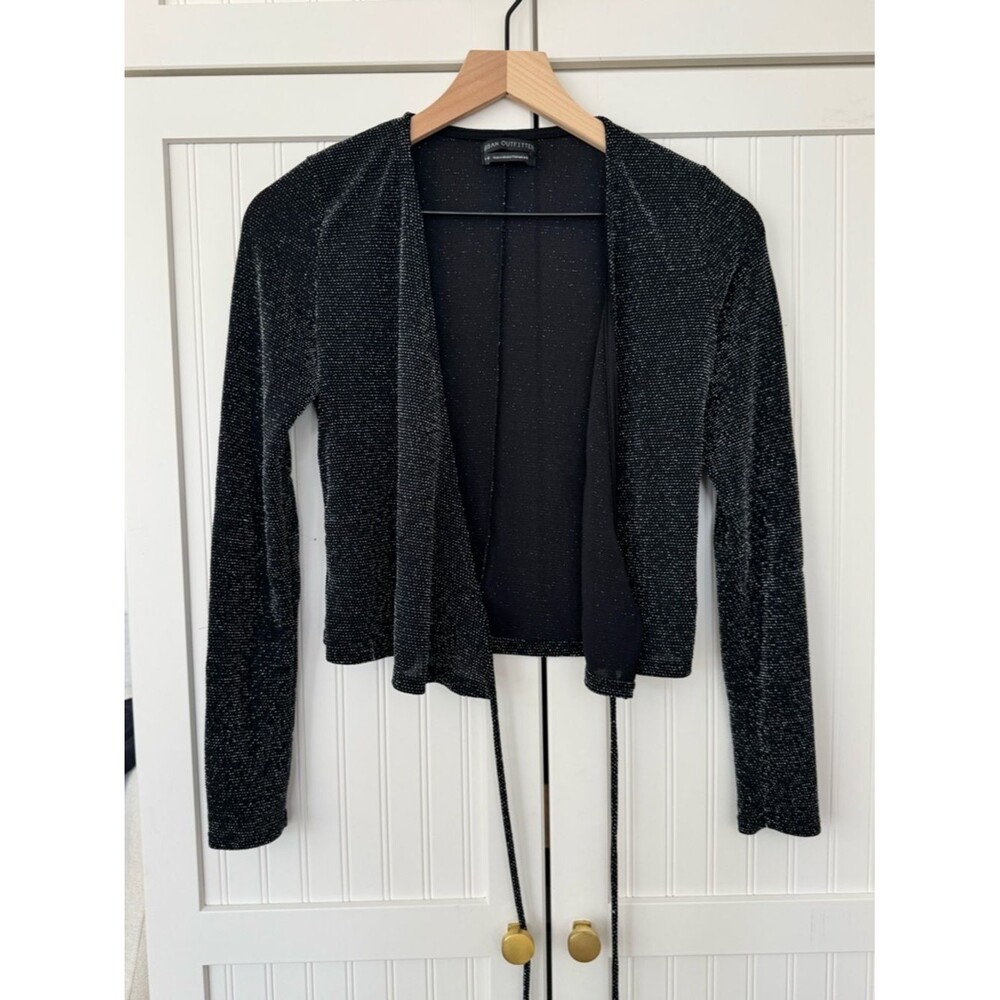 Urban Outfitters Black Sparkle Knit Tie Top - Size M - Picture 3 of 6